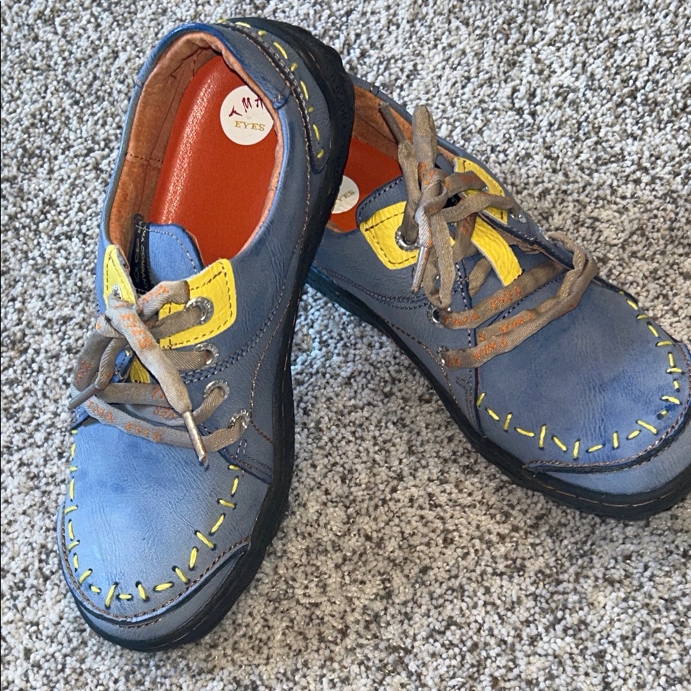 Tma Eyes Blue and Yellow Leather Shoes